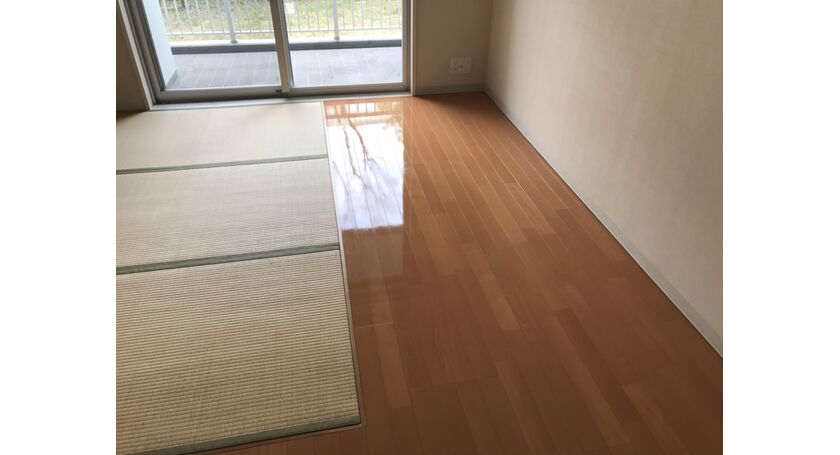 床ワックス施工後