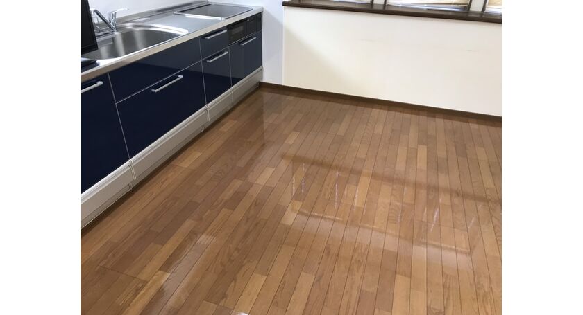 床ワックス施工後