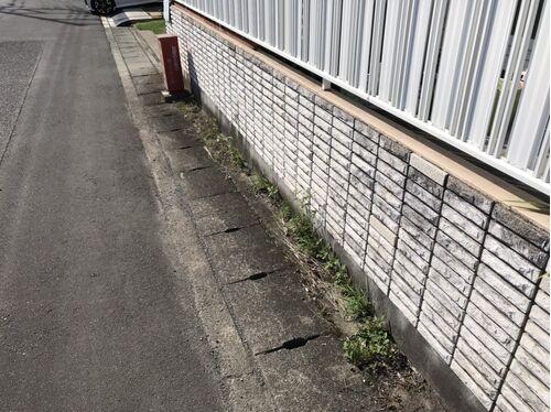 建物前草刈り作業前