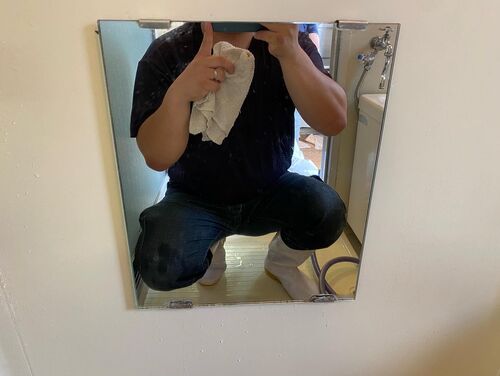 浴室鏡ウロコ取り後